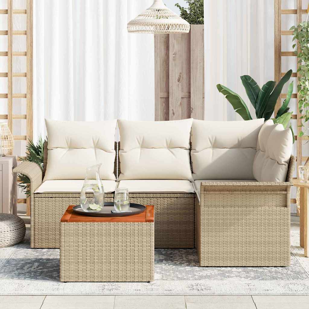 Garten-Sofa-Set 5 pcs Beige und Creme 55 x 55 x 37 cm